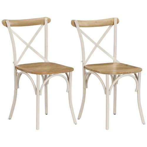 Vidaxl Chaises À Dossier Croisé 2 Pcs Blanc Bois De Manguier Solide