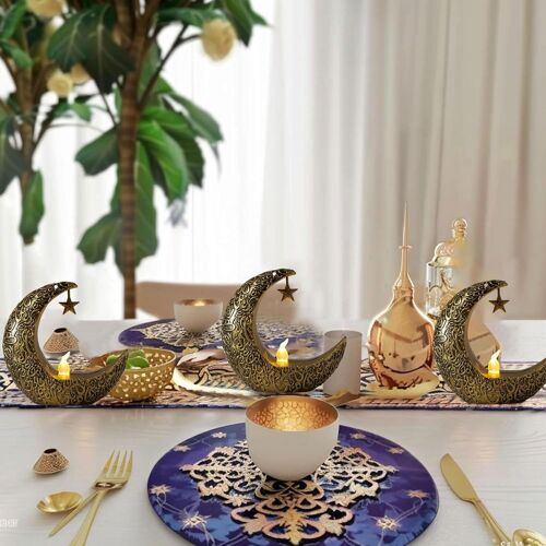 Lot de 6 Bougeoirs Ramadan, bougies LED sans flamme