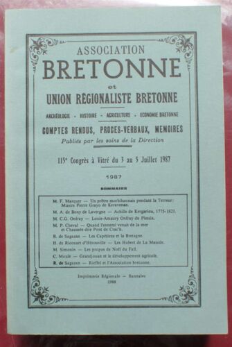 Bulletin Et Mémoire De L'association Bretonne Et Union Régionaliste Bretonne - Congrès De Vitré - 1987