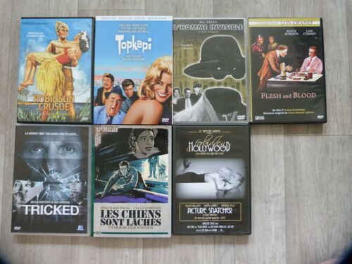 7 Films Dvd Drame-Suspens-Aventure Zone 2 : Topkapi, Tricked, Robinson Crusoé, L'homme Invisible, Série,, Les Chiens Sont Lachés, Picture Snatcher, Flesh And Blood