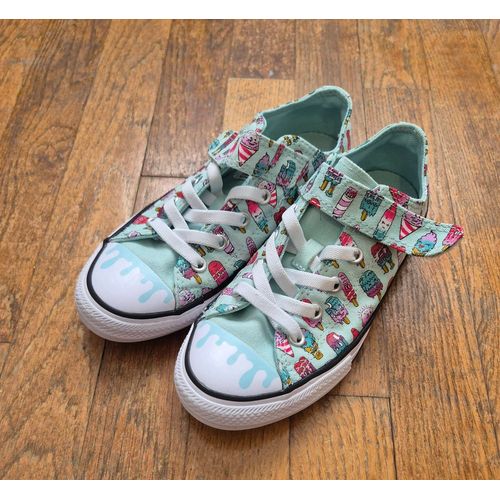 Converse Chuck Taylor Basse Fille Bleu Clair Motif Glaces Taille 33.5