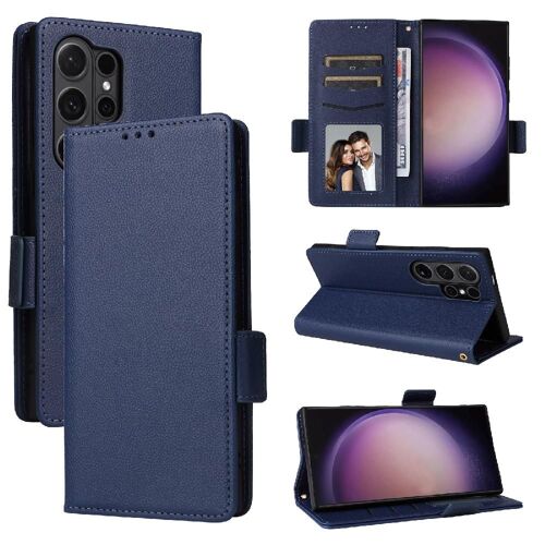 Étui Pour Samsung Galaxy S24 Ultra Boucle Latérale Portefeuille Titulaire De Fentes Pour Cartes Magnétique Cuir Pu - Bleu