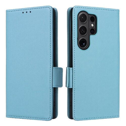 Étui Pour Samsung Galaxy S24 Ultra Boucle Latérale Portefeuille Titulaire De Fentes Pour Cartes Magnétique Cuir Pu - Bleu Clair