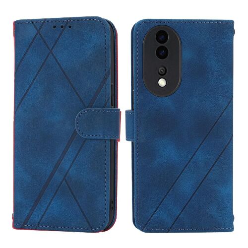 Filp Étui Pour Honor 80 Bicelle Portefeuille À Main Couverture En Cuir Pu Sangle De Poignet Titulaire De La Carte De Crédit - Bleu