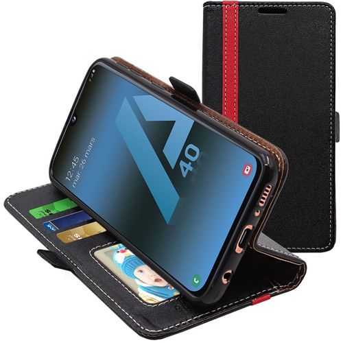 ebestStar - Coque Samsung A40 Galaxy SM-A405F Etui Portefeuille Porte-Cartes Support Stand, Noir / Rouge [Dimensions PRECISES Smartphone : 144.3 x 69.1 x 7.9mm, écran 5.9'']