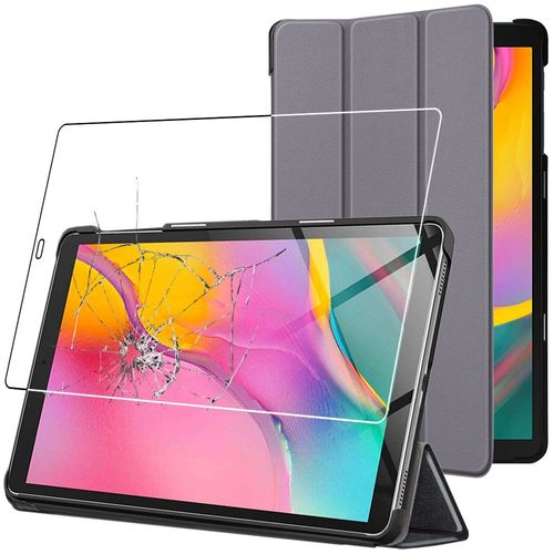 Ebeststar - Housse Samsung Galaxy Tab A 10.1 2019 T515 Etui Pu Slim Smartcase Support Haute Solidité, Gris [Dimensions Precises Tablette : 245 X 149 X 7.5mm, Écran 10.1'']