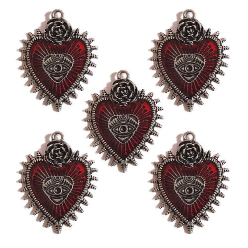 5 Pièces/Set Coeur Forme Pendentif Collier Oeil Forme Collier Charme Pendentif