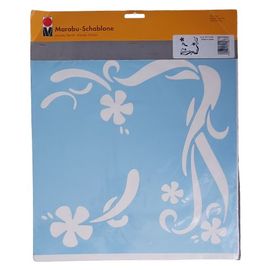 Pochoir Mural Réutilisable, Fleurs Et Rubans De 33x33 Cm
