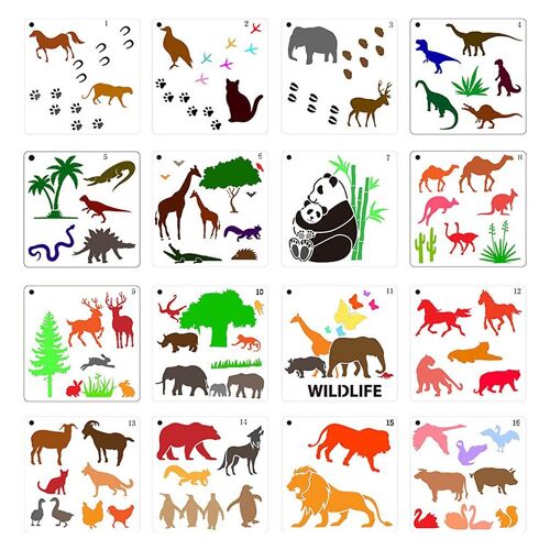 Kit De Pochoir De Peinture D'animaux Sauvages Durables Enfants Kits De Modèles De Pochoir De Peinture