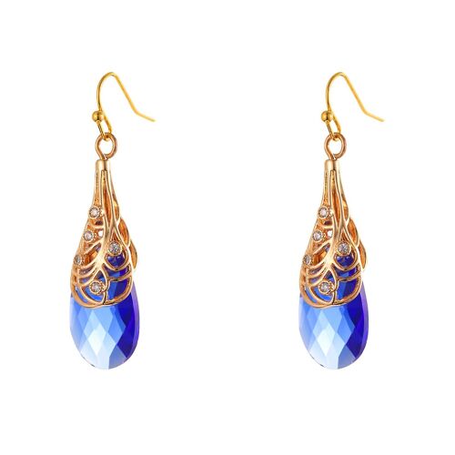 Femmes Crystal Blue Dangle Boucles D'oreilles Teardrop Drop Boucles D'oreilles Fashion Party Decor