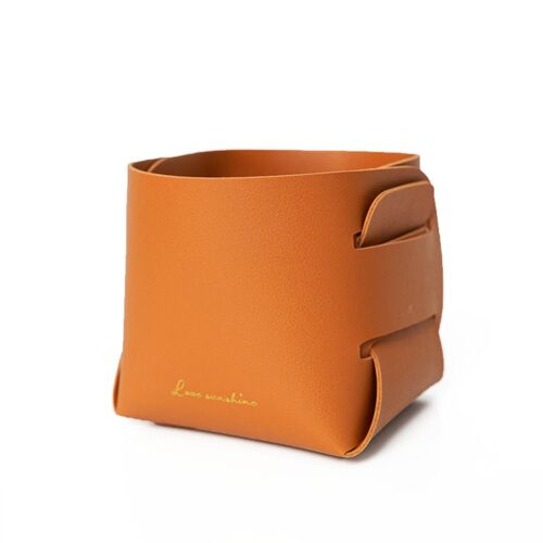 Panier de rangement en cuir pliable Télécommande Papeterie Boîte de rangement Divers