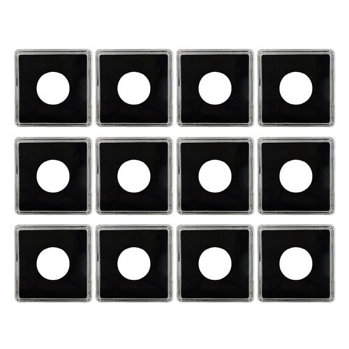 Boîtes de stockage de pièces de monnaie en acrylique 12Pcs capsule dollar pièces Snaps Badge Collection Box