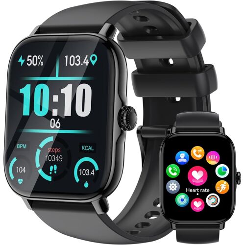 LLKBOHA Montre Connectée Homme - 1,85" Smartwatch avec Appels Bluetooth - Étanche IP68, Oxygène Sanguin, Fréquence Cardiaque, Sommeil, Podomètre, Smartwatch Homme Android iOS