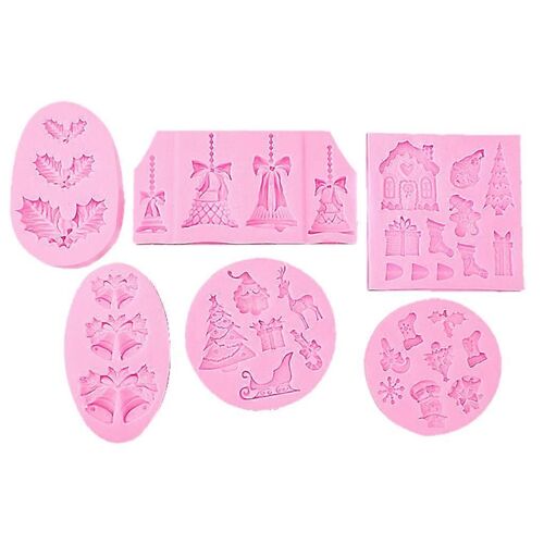 6 Pcs/Set Pendentifs De Noël Résine Époxy Moule Noël Décorations Suspendues Moule En Silicone Bricolage Artisanat Ornements Outils De Moulage