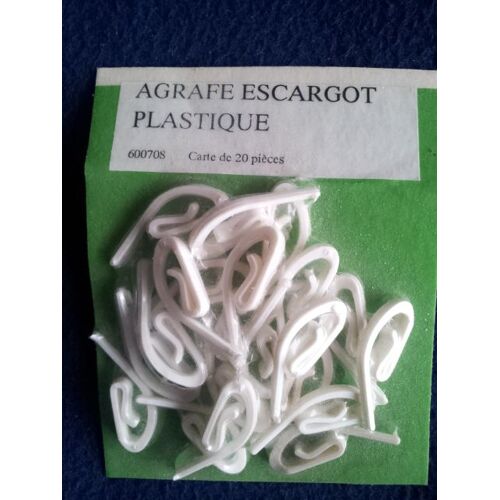 Agrafe escargot plastique 600708 carte de 20 pièces pour rideaux tringles