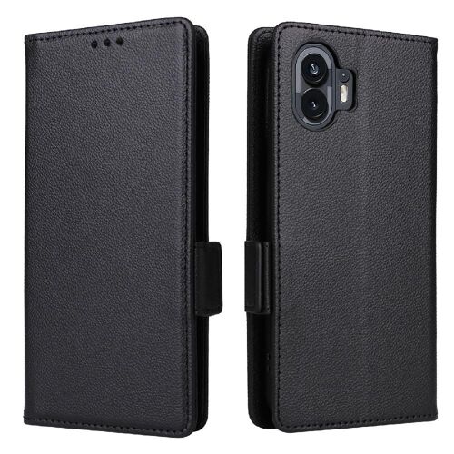 Téléphone Étui Pour Rien 2 Cuir Pu Titulaire De Fentes Pour Cartes Boucle Latérale Magnétique Portefeuille - Noir