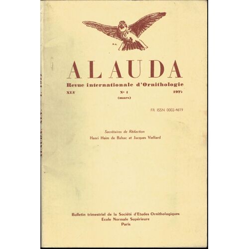 Alauda Revue Internationale D'ornithologie Année 1977