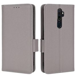 Étui Pour Oppo A5 2020/A9 2020 Cuir Pu Portefeuille Boucle Latérale Magnétique Titulaire De Fentes Pour Cartes - Gris