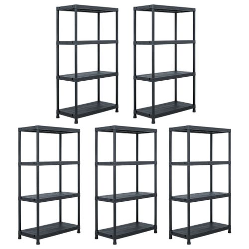 Étagères De Rangement 5 Pcs Noir 60x30x138 Cm Plastique