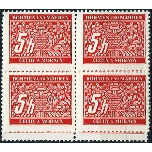 Tchécoslovaquie 1939, Occupation Allemande, Bohème Et Moravie (Böhmen Und Mahren), Très Beau Bloc Neuf** Luxe Yvert 1, Timbre Taxe 1h. Rouge.