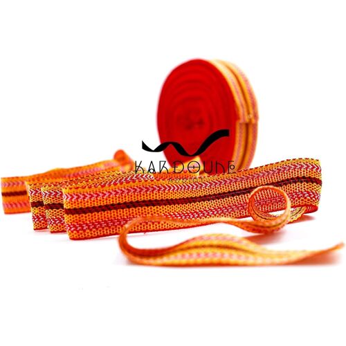 Rouge Orange Rouge Orange Kardoune Authentique d'Algérie (4M) + Fiche tutoriel: Ne s'effiloche pas top qualité ruban traditionnel pour lisser les