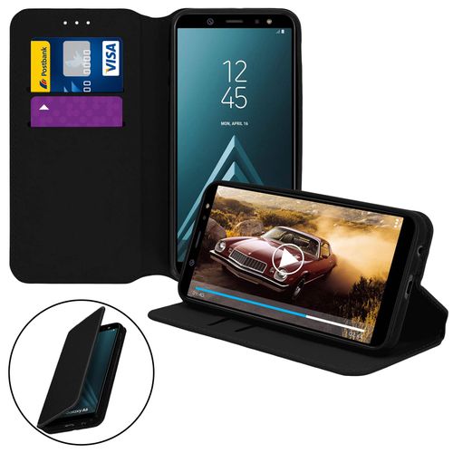Etui Samsung Galaxy A6 Housse folio Porte-carte Fonction Support - Noir