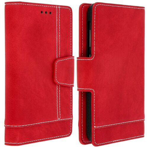 Housse Smartphone 5.5 à 6 pouces Universelle Porte-cartes Fonction slide rouge