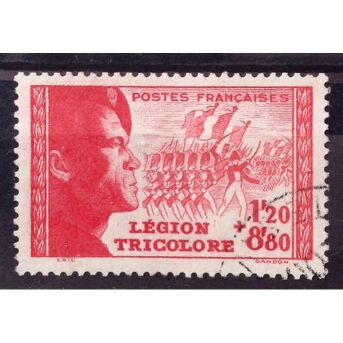 Légion Tricolore 1f20+8f80 Rouge (Superbe N° 566) Obl - Cote 12,50 - France Année 1942 - Brn83 - N31552