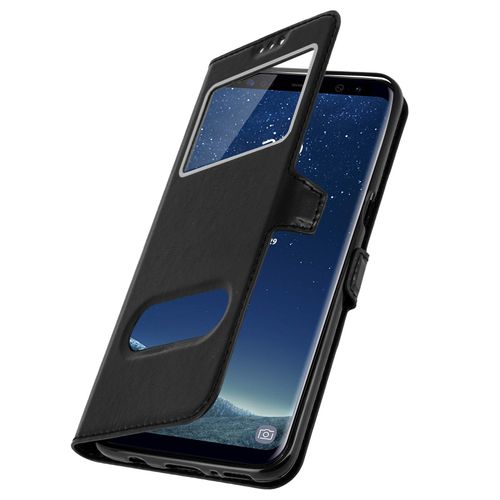 Housse Samsung Galaxy S8 Etui Double Fenêtre Coque Silicone Gel - Noir