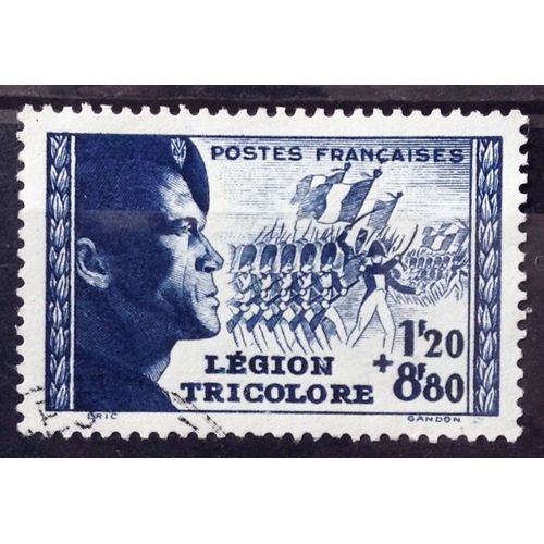 Légion Tricolore 1f20+8f80 Bleu (Superbe N° 565) Obl - Cote 12,50 - France Année 1942 - Brn83 - N31551