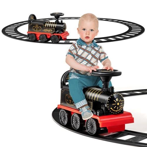 Costway Train Electrique Pour Enfants -16 Accessoires De Rails , Cadeau De Noël Pour Tout-Petits 3+ Ans Noir