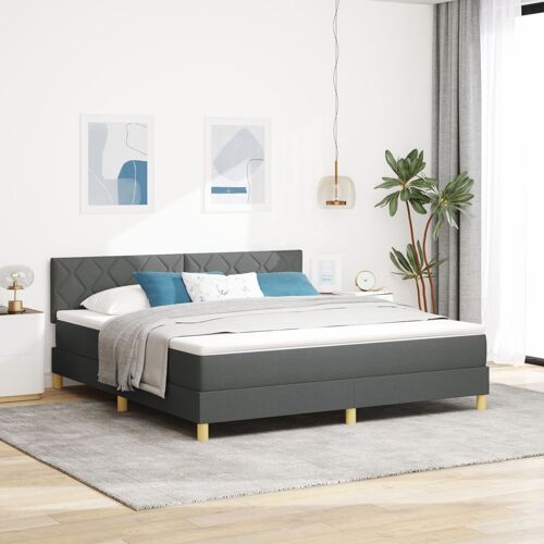 vidaXL Lit Box Spring avec Matelas Gris Foncé 180x200 cm Tissu