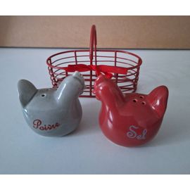 Petit Panier Avec Salière Et Poivrière En Forme De Poules