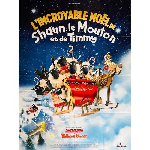 L'Incroyable Noël De Shaun Le Mouton - Véritable Affiche De Cinéma - Format 120x160 Cm - De Steve Cox, Liz Whitaker, David Scanlon - Film D'Animation - 2023