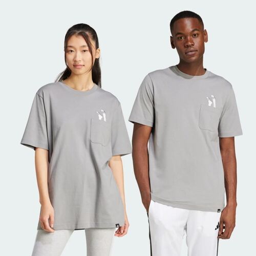 T-Shirt Poche Graphique Lounge Slides Adidas - Charcoal Solid Grey - L