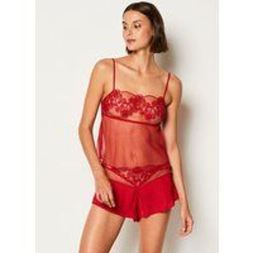 Caraco Transparent Détails Dentelle - Inspiration - Xl - Rouge - Femme - Etam