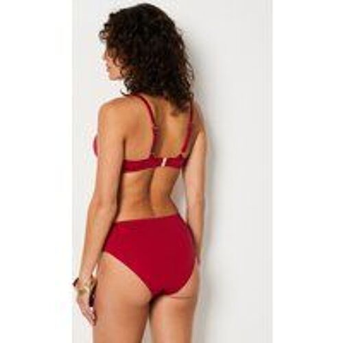 Culotte Bikini Taille Haute Détails Bijoux Bas De Maillot - Baba - 38 - Grenat - Femme - Etam