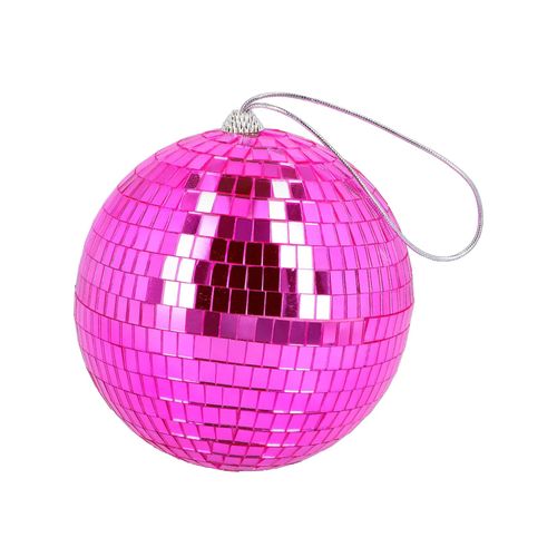 Boule À Facette Rose Fuchsia 15 Cm