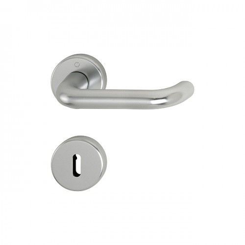 Poignées de porte sur rosaces rondes Paris - aluminium finition inox - clé L HOPPE