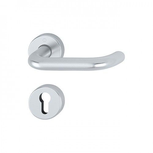 Poignées de porte sur rosaces rondes Paris - aluminium finition argent - clé I HOPPE