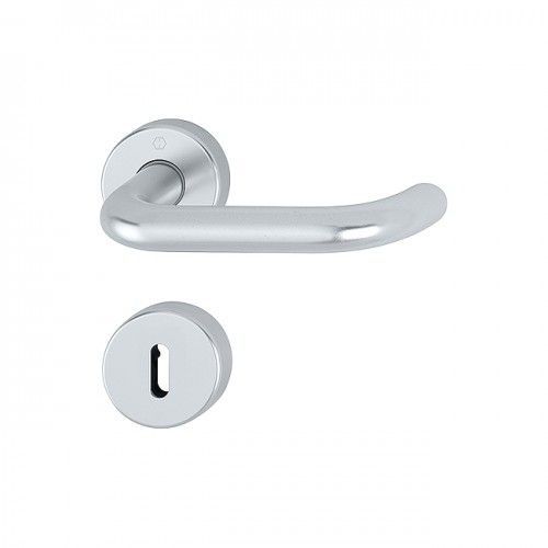 Poignées de porte sur rosaces rondes Paris - aluminium finition argent - clé L HOPPE