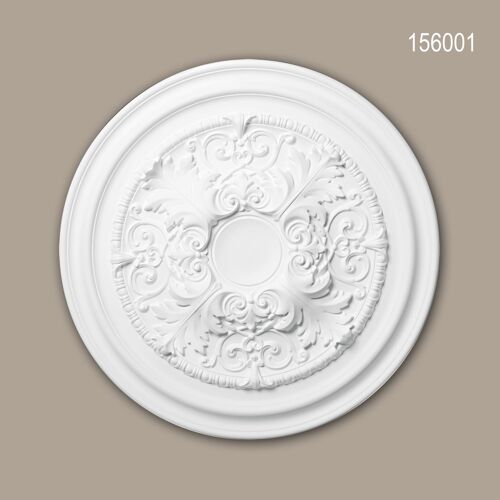 Rosace 156001 Profhome Élement pour plafond Élement décorative style Néo-Classicisme blanc Ø 69,5 cm