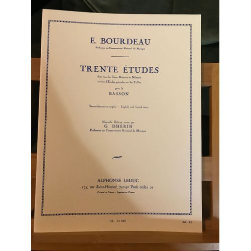 E. Bourreau 30 Études Pour Basson Rev. G. Dherin Partition Éditions Leduc