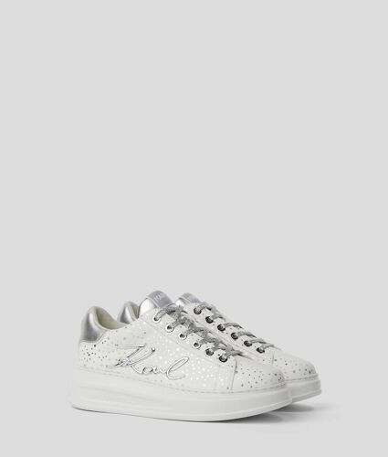 Karl Lagerfeld - Baskets Signature Exclusive Glitter, Femme, Blanc/argent, Taille: 37