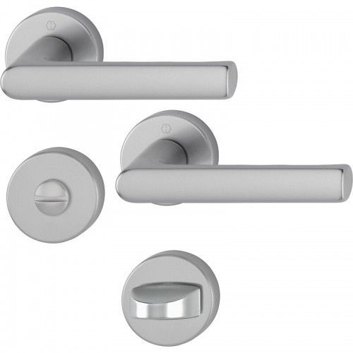Poignées de porte sur rosaces Hambourg - finition inox - condamnation HOPPE