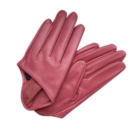 Gants En Cuir Véritable Pour Femmes Mitaines Féminines Élégantes Noires En Peau De Mouton Pure Style Court S2885 2024