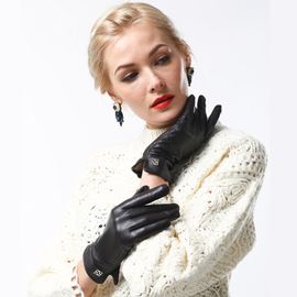 Gants En Cuir De Mouton Véritable Pour Femmes Élégants Et À La Mode En Cuir D'agneau Chaud Faits À La Main Luxueux Hiver S2110