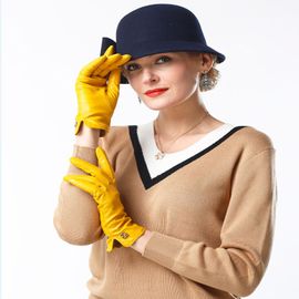 Gants En Cuir De Mouton Véritable Pour Femmes Élégants Et À La Mode En Cuir D'agneau Chaud Faits À La Main Luxueux Hiver S2110