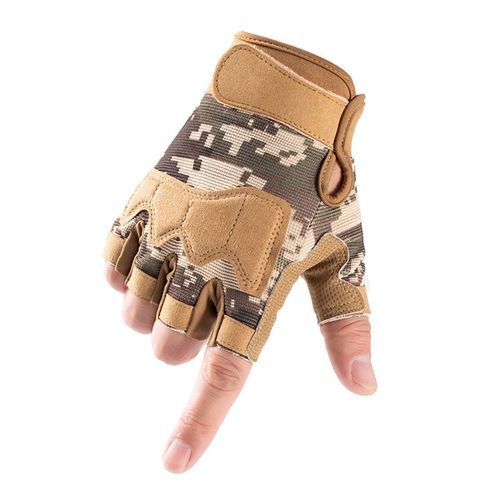 Gants Sans Doigts Demi-Doigt Pour Sports De Plein Air Mitaines De L'armée Militaire Camouflage Escalade Cyclisme Équitation Airsoft Salle De Sport S2104