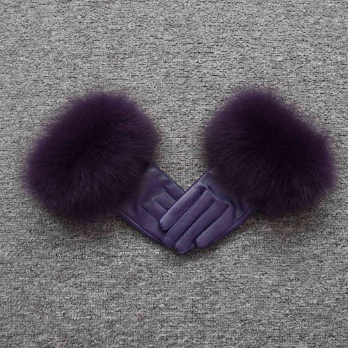 Gants En Cuir Véritable Pour Femmes Gants En Peau De Mouton Véritable Et En Fourrure De Renard Style Tendance S7200 Nouvelle Arrivée